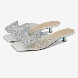 NWOT Betsey Johnson Babe Sandal Slides in Pearl Crystal Sz 6.5